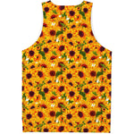 Watercolor Sunflower Pattern Print Men's Tank Top