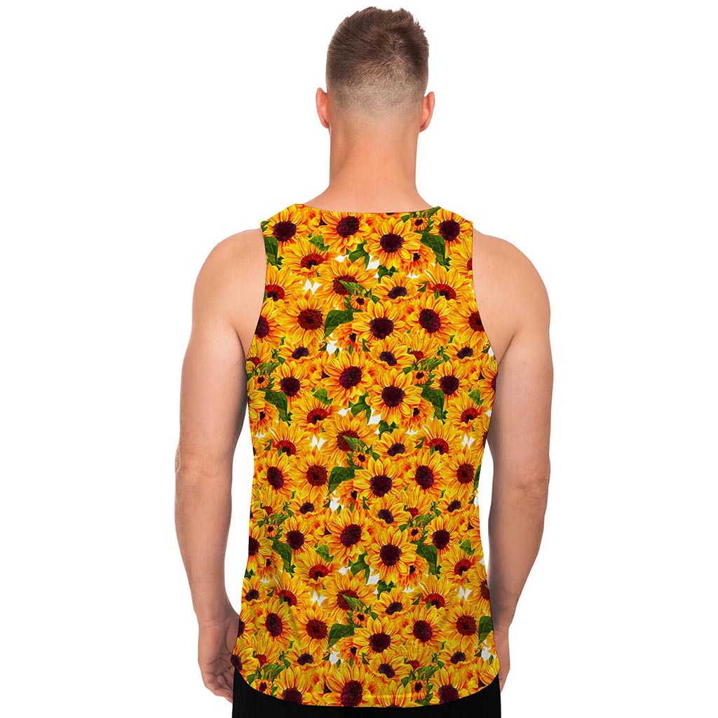 Watercolor Sunflower Pattern Print Men's Tank Top