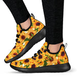 Watercolor Sunflower Pattern Print Mesh Knit Shoes GearFrost