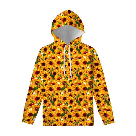 Watercolor Sunflower Pattern Print Pullover Hoodie