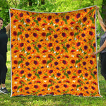 Watercolor Sunflower Pattern Print Quilt