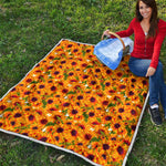 Watercolor Sunflower Pattern Print Quilt