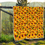 Watercolor Sunflower Pattern Print Quilt