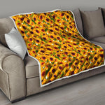 Watercolor Sunflower Pattern Print Quilt