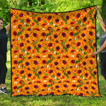 Watercolor Sunflower Pattern Print Quilt