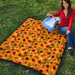 Watercolor Sunflower Pattern Print Quilt