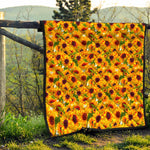 Watercolor Sunflower Pattern Print Quilt