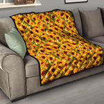 Watercolor Sunflower Pattern Print Quilt