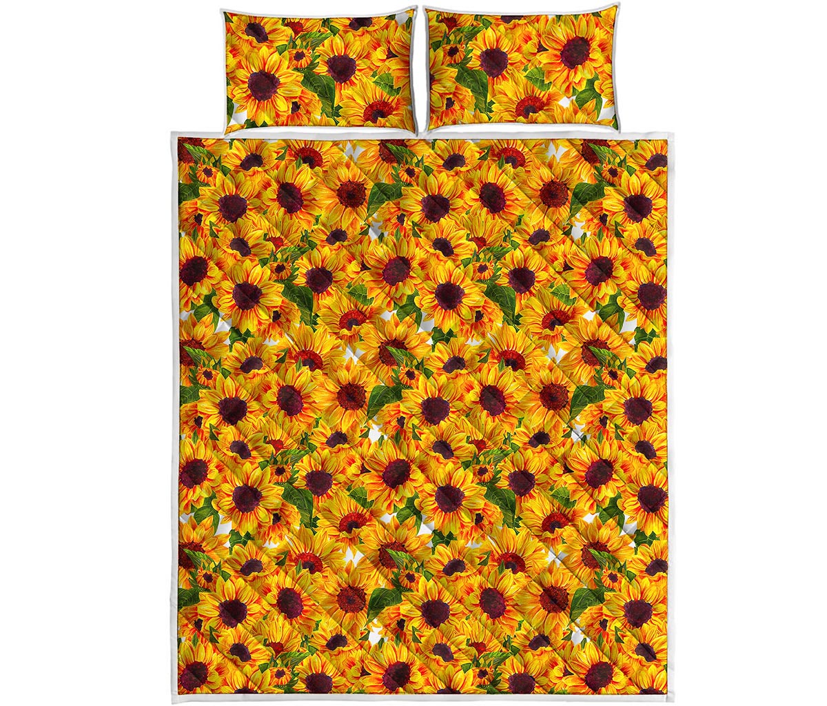 Watercolor Sunflower Pattern Print Quilt Bed Set