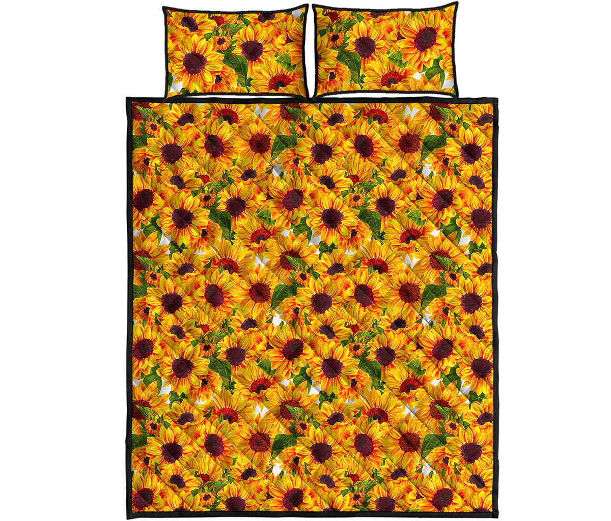 Watercolor Sunflower Pattern Print Quilt Bed Set