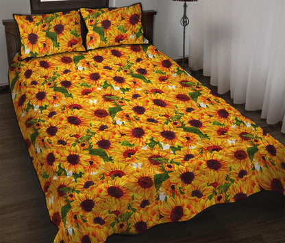 Watercolor Sunflower Pattern Print Quilt Bed Set