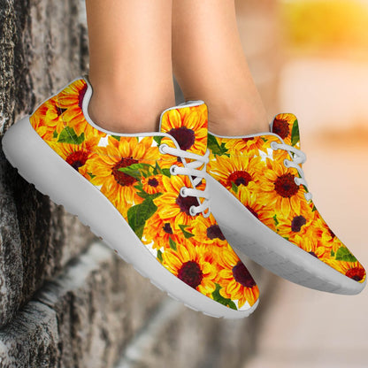Watercolor Sunflower Pattern Print Sport Shoes GearFrost