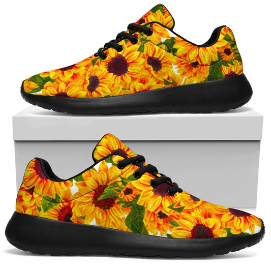 Watercolor Sunflower Pattern Print Sport Shoes GearFrost