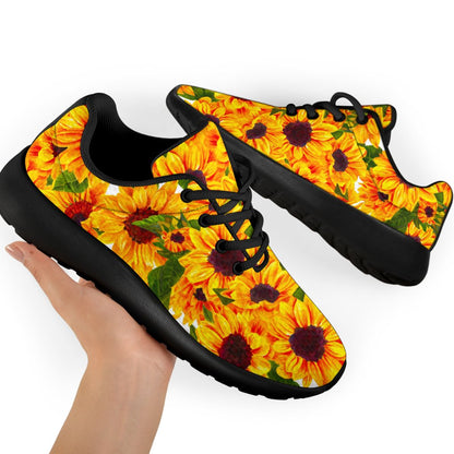 Watercolor Sunflower Pattern Print Sport Shoes GearFrost