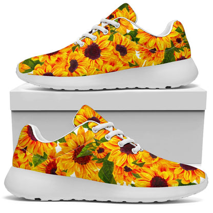 Watercolor Sunflower Pattern Print Sport Shoes GearFrost