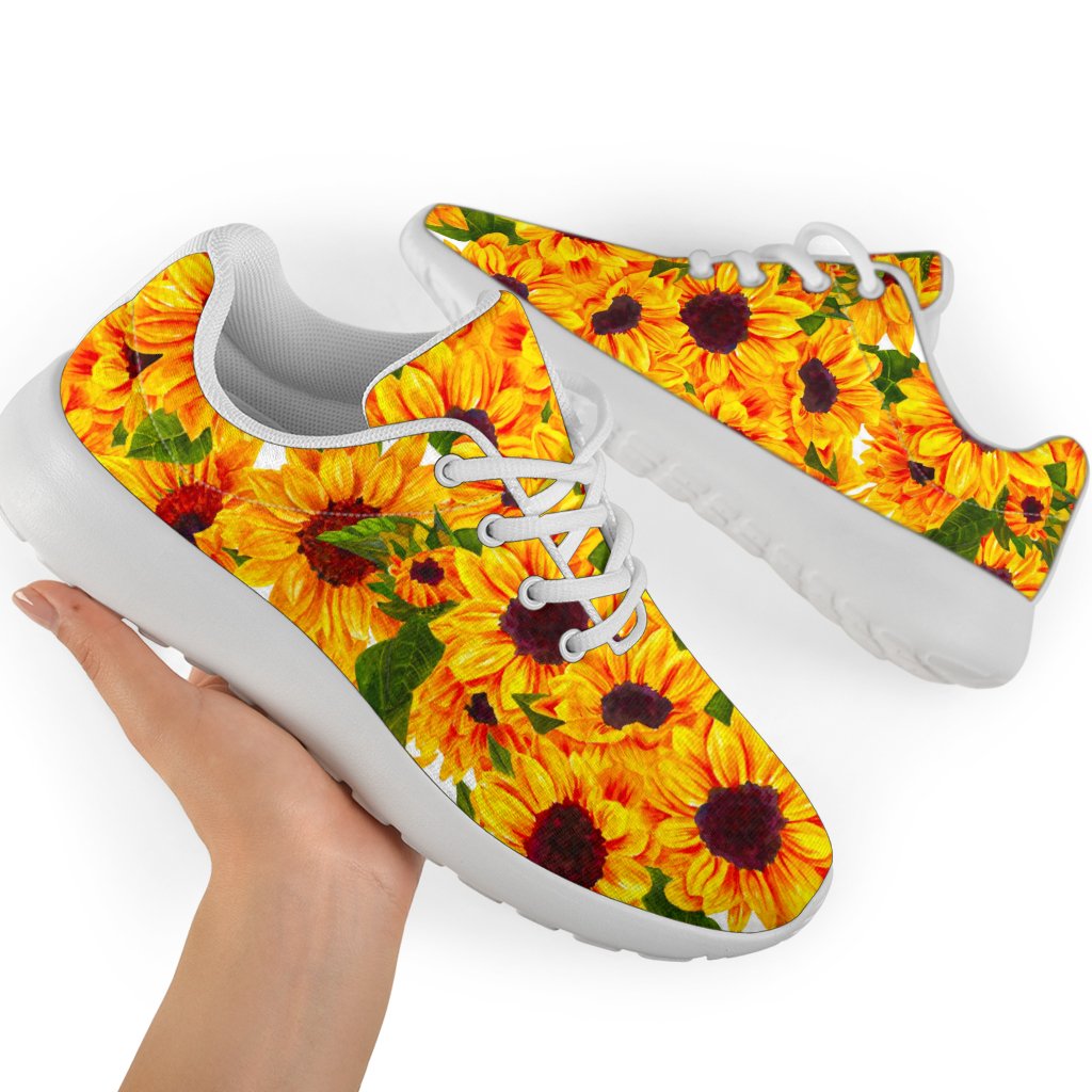 Watercolor Sunflower Pattern Print Sport Shoes GearFrost