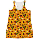 Watercolor Sunflower Pattern Print Women's Racerback Tank Top