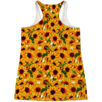 Watercolor Sunflower Pattern Print Women's Racerback Tank Top