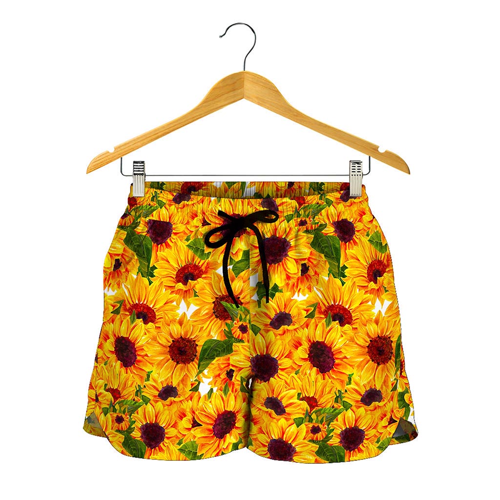 Watercolor Sunflower Pattern Print Women's Shorts