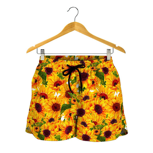 Watercolor Sunflower Pattern Print Women's Shorts