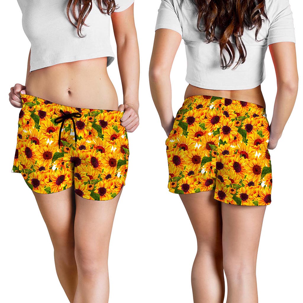 Watercolor Sunflower Pattern Print Women's Shorts