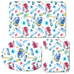 Watercolor Surfing Pattern Print 3 Piece Bath Mat Set