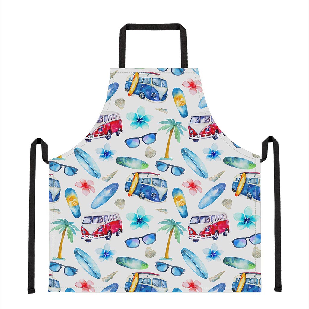 Watercolor Surfing Pattern Print Apron