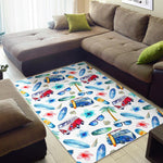 Watercolor Surfing Pattern Print Area Rug GearFrost
