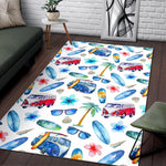 Watercolor Surfing Pattern Print Area Rug GearFrost
