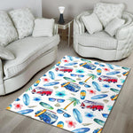Watercolor Surfing Pattern Print Area Rug GearFrost