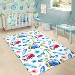 Watercolor Surfing Pattern Print Area Rug GearFrost