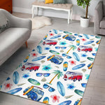 Watercolor Surfing Pattern Print Area Rug GearFrost