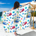 Watercolor Surfing Pattern Print Beach Sarong Wrap