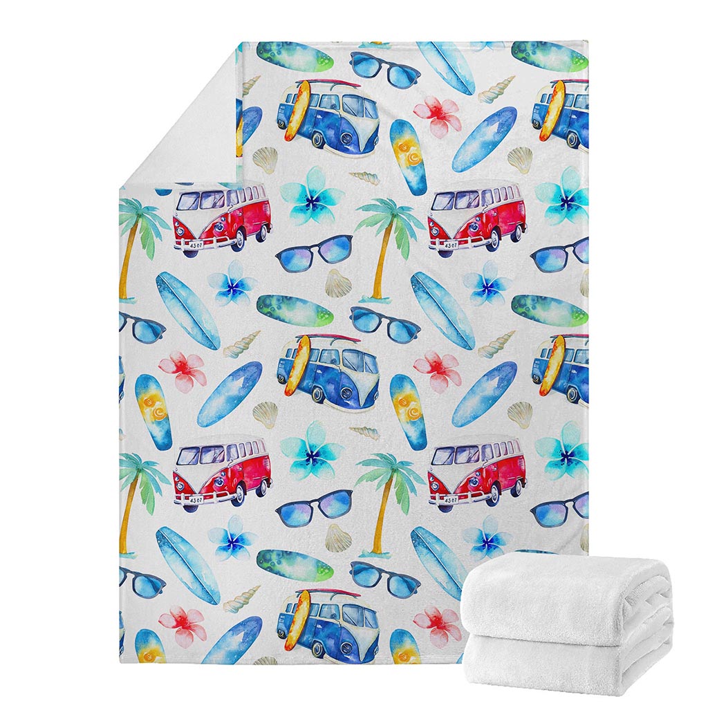 Watercolor Surfing Pattern Print Blanket