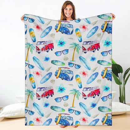 Watercolor Surfing Pattern Print Blanket