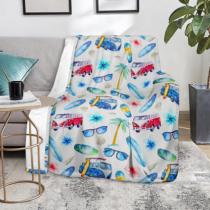 Watercolor Surfing Pattern Print Blanket