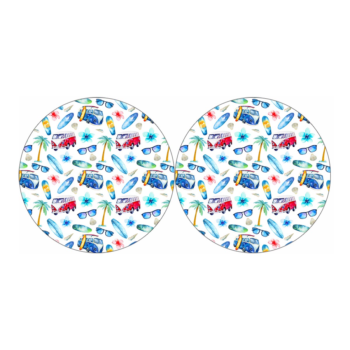 Watercolor Surfing Pattern Print Car Coasters