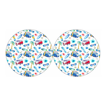 Watercolor Surfing Pattern Print Car Coasters