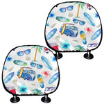 Watercolor Surfing Pattern Print Car Headrest Covers