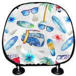 Watercolor Surfing Pattern Print Car Headrest Covers