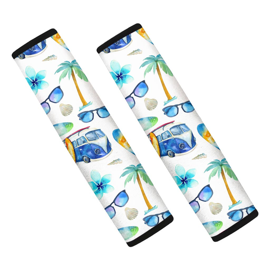 Watercolor Surfing Pattern Print Car Seat Belt Covers