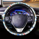 Watercolor Surfing Pattern Print Car Steering Wheel Cover
