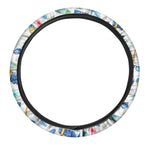 Watercolor Surfing Pattern Print Car Steering Wheel Cover