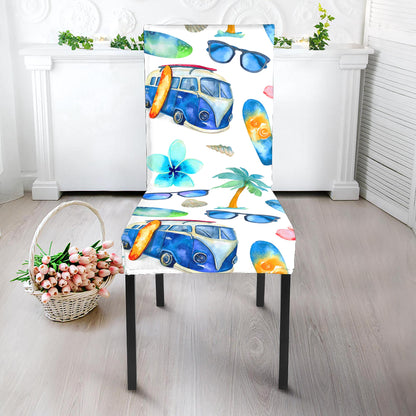 Watercolor Surfing Pattern Print Dining Chair Slipcover