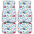 Watercolor Surfing Pattern Print Front and Back Car Floor Mats
