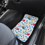Watercolor Surfing Pattern Print Front and Back Car Floor Mats