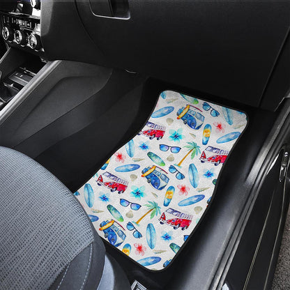 Watercolor Surfing Pattern Print Front Car Floor Mats