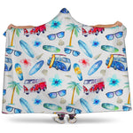 Watercolor Surfing Pattern Print Hooded Blanket