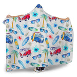 Watercolor Surfing Pattern Print Hooded Blanket