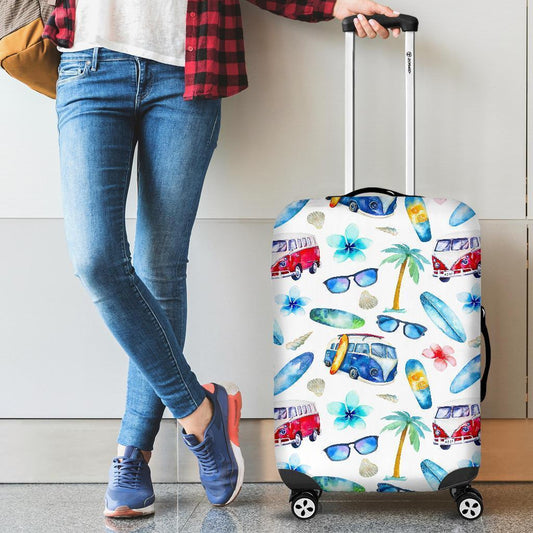 Watercolor Surfing Pattern Print Luggage Cover GearFrost